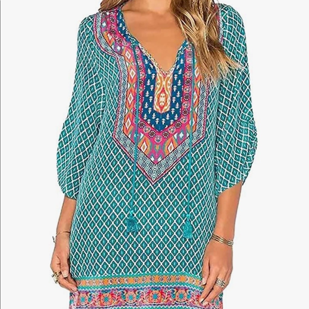 Urban Coco Bohemian Beach Tunic Cover Up Dress
